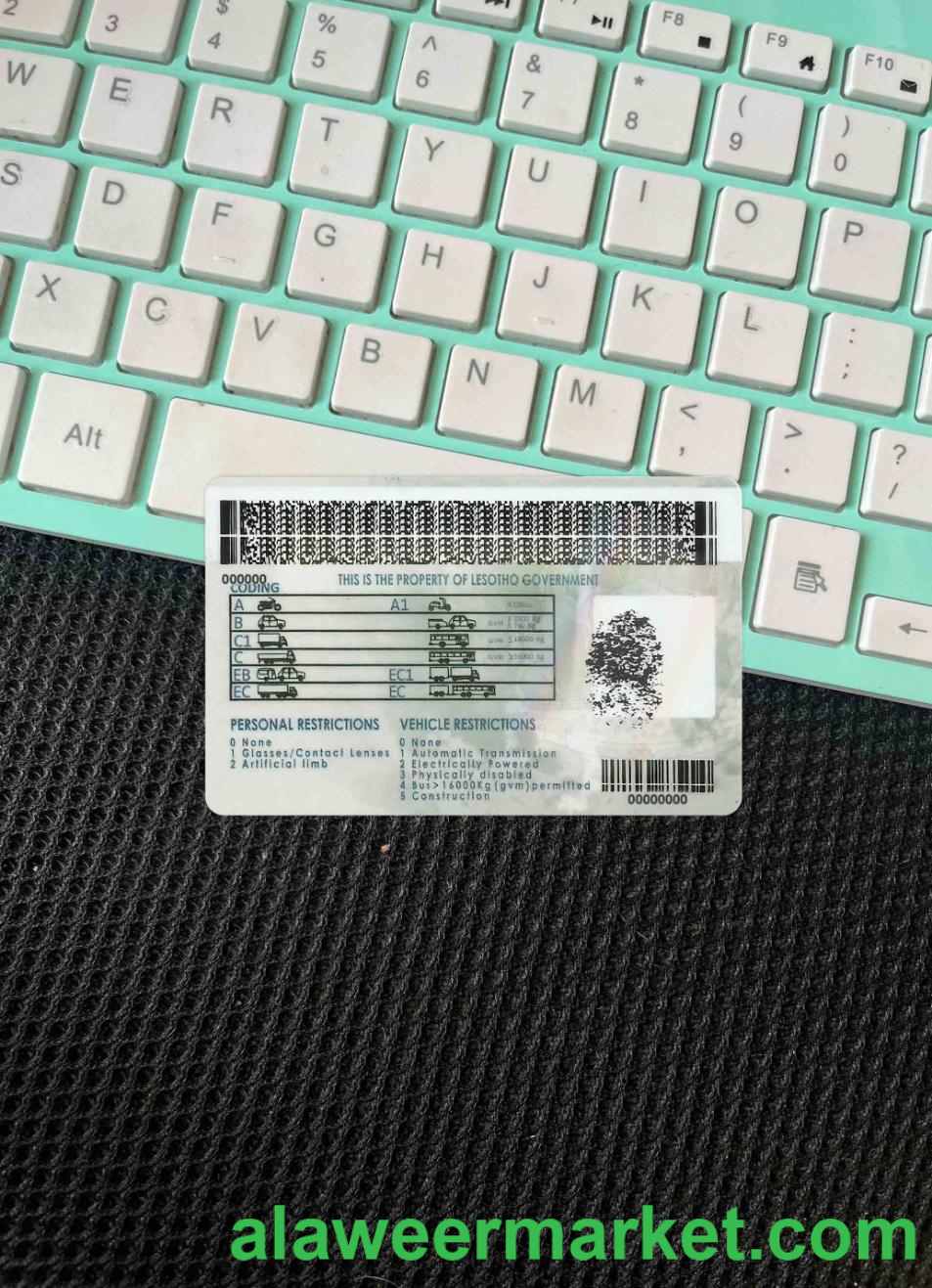 Lesotho driving license photolook BACK